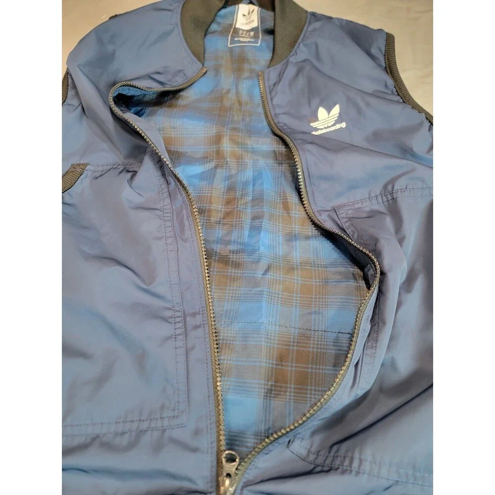 Adidas Originals Skateboarding Vest Blue Zip Up Trefoil Logo Mens Small 2017
